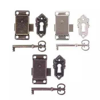 1 комплект винтажного замка для шкафа, старинный бронзовый навесной замок, замок с крючком, старинные защелки