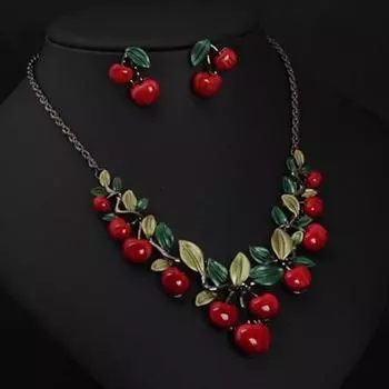1 комплект винтажных украшений с фруктами красной вишни, шикарные серьги-колье для невесты