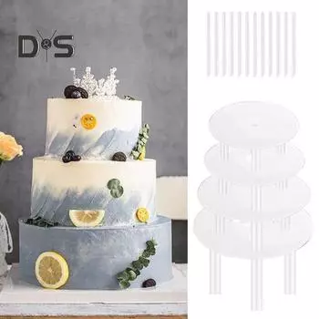 1 комплект водонепроницаемых подставок для тортов, практичные гладкие края, 4 основы для тортов, 12 подставок для штабелирования тортов чистый