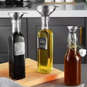 1 комплект воронки из нержавеющей стали, подвесной дизайн, многофункциональная воронка для жидкости с чистящей щеткой для домашней кухни 5pcs