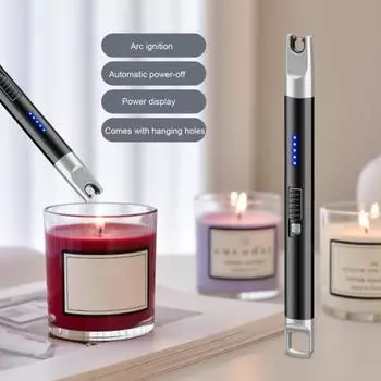 1 комплект, воспламенитель, зарядка через USB, интеллектуальное зажигание, автоматическое отключение, дисплей питания, отсутствие открытого пламени, ветрозащитный электрический воспламенитель, кухонный гаджет чёрный