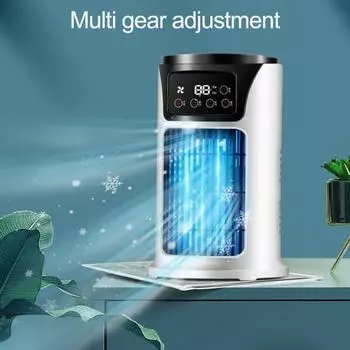 1 комплект, воздухоохладитель на 300 мл, увлажнение, 6 скоростей ветра, регулировка выхода воздуха, отключение по времени, ночник, вентилятор для кондиционирования воздуха, поставка для ежедневного использования белый