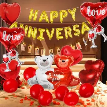 1 комплект воздушных шаров на годовщину Дня святого Валентина, вечеринка в честь Дня святого Валентина, я люблю тебя, предложение, годовщина, романтический реквизит воздушные шары Other
