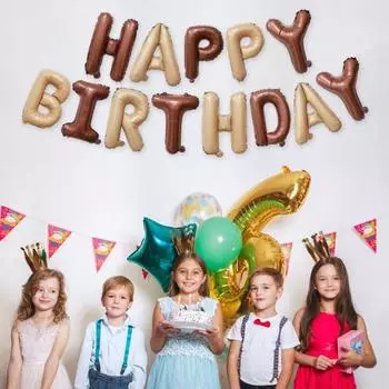 1 комплект воздушных шаров с днем рождения, алюминиевая фольга, буквенная форма, вечерние воздушные шары, украшение для празднования дня рождения! D