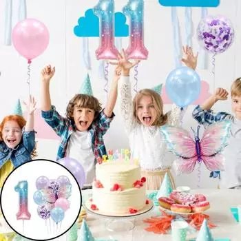 1 комплект, воздушный шар с номером бабочки, украшения для дня рождения, декоративные универсальные небьющиеся яркие цветные воздушные шары 7