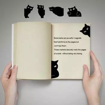 1 комплект закладок. Дизайн в стиле кавайного кота. Прочный магнитный, удобный для переноски. Безопасный маркер страницы, устойчивый к выцветанию. Закладка. A