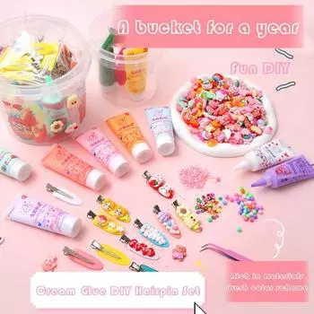 1 комплект, заколка для волос, материал «сделай сам», крем с имитацией мультфильма, быстросохнущий клей, шлейф, креативные блестки A