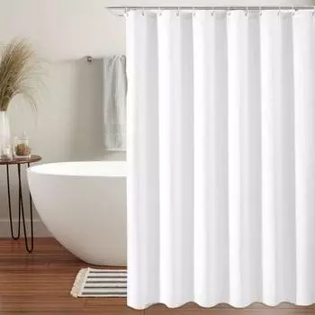 1 комплект занавесок для душа с 12 кольцами для подвешивания, контрастного однотонного цвета, утолщенные, водонепроницаемые 180x180cm белый