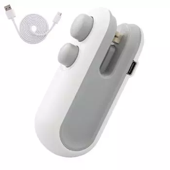 1 комплект запечатывающего устройства для пакетов, перезаряжаемая мини-запечатывающая машина с резаком, мини-термосварочный аппарат для чипсов, закусок, печенья, пакетов белый