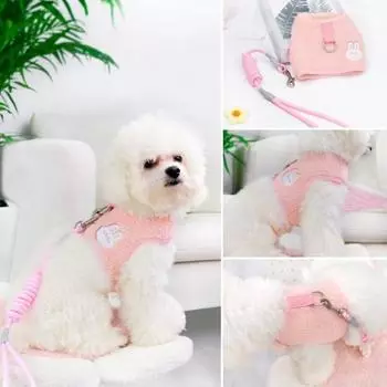 1 комплект, застежка для поводка для домашних животных, дышащая лента с кроликом и медведем, жилет для домашних животных, одежда для собак L розовый