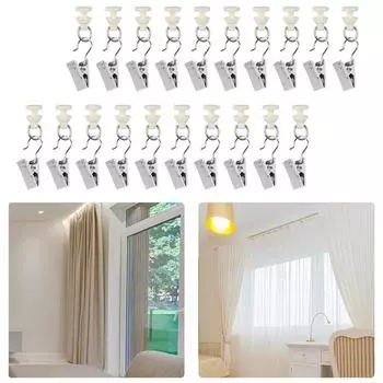 1 комплект зажимов для душевой занавески, 30 железных крючков + 30 ползунов, железные крючки для штор, плавное скольжение