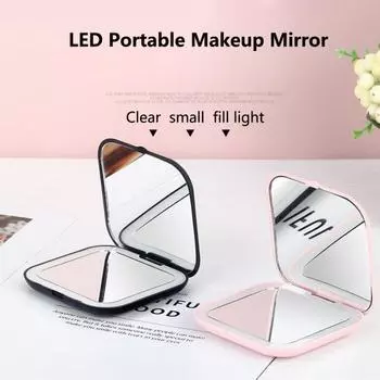 1 комплект зеркала для макияжа, портативное мягкое освещение, 5-кратное увеличение, светодиодное карманное косметическое зеркало, женские аксессуары чёрный