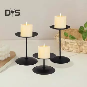 1 комплект, железный подсвечник, современный элегантный подсвечник, стабильная подставка для свечей для свадебных вечеринок, домашний декор чёрный