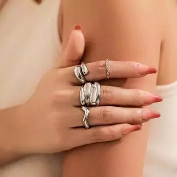 1 комплект, женские открытые кольца в форме Mullti, гладкие однотонные гальванические дуговые формы, штабелируемые регулируемые открытые кольца, набор женских украшений на палец B