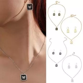 1 комплект, женские ожерелья, длина, подвеска-бабочка, регулируемые серьги, серьги на плече, серьги для выпускного вечера золотистый