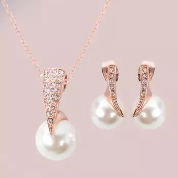 1 комплект, женские серьги, антиаллергенные блестящие серьги с имитацией жемчуга со стразами, комплект ожерелья, подарок