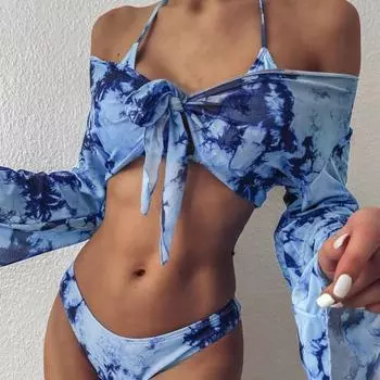 1 комплект женских купальников из износостойкого полиэстера, женские купальные костюмы из трех предметов