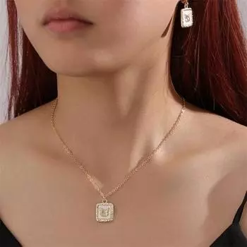 1 комплект женских серег-ожерелья, комплект кулон-бабочка, регулируемая длина, серьги с рычагом золотистый