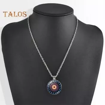 1 комплект женских украшений с цветочным принтом, стеклянный кулон в винтажном этническом стиле, серьги для выпускного вечера, ожерелье, браслет, идеальный рождественский подарок B