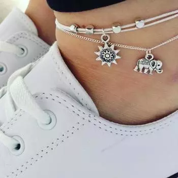 1 комплект, женский браслет в богемном стиле с бисером и слоном, солнцезащитная цепочка, 3 слоя ювелирных изделий