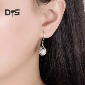 1 комплект, женский комплект ювелирных изделий, искусственный жемчуг, декор со стразами, регулируемая длина, полированные висячие серьги, вечерние, вечерние, для невесты, свадебное ожерелье с подвеской серебро белый