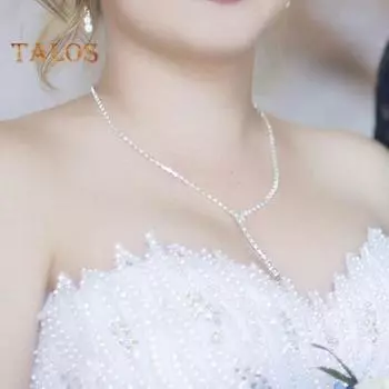 1 комплект, женский комплект ювелирных изделий, ожерелье со стразами, серьги с кисточками, симметричные регулируемые серьги для выпускного, свадьбы, вечеринки, висячие серьги, украшения на шею белый