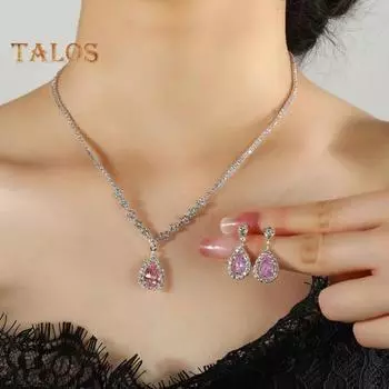 1 комплект, женский комплект ювелирных изделий, ожерелье со стразами, серьги для выпускного, свадьбы, вечеринки, невесты, висячие серьги с каплями воды, официальные случаи, украшения на шею чёрный