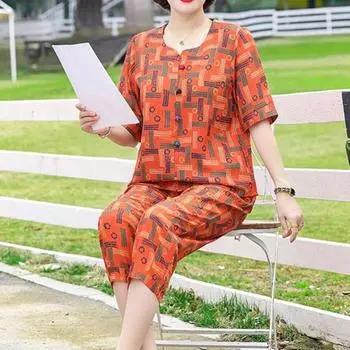 1 комплект, женский наряд, пуловер, удобная моющаяся популярная летняя рубашка в стиле Юго-Восточной Азии, брюки, костюмы, уличный костюм XXXXL жёлтый