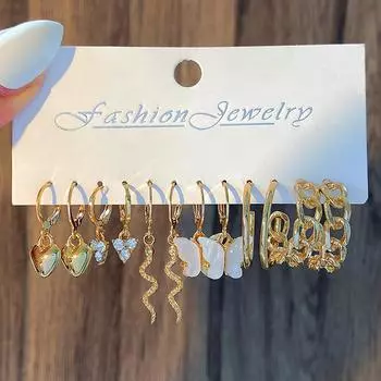 1 комплект золотых серег с геометрическим жемчугом в винтажном стиле, простые висячие серьги из сплава