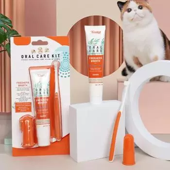 1 комплект зубной щетки для домашних животных, супермягкая щетина для удаления налета, пластиковая зубная щетка для пальцев, зубная паста для домашних животных A