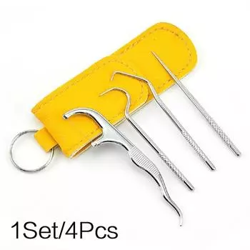 1 комплект зубочисток из нержавеющей стали, чистка щелей между зубами, чистка от грязи, уход за полостью рта, набор из 4 зубочисток, портативный YSL 4pcs/set чёрный