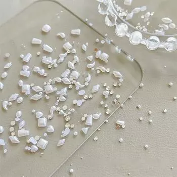 1 коробка 3D жемчужины белые плоские бусины для ногтей смешанные размеры типсы для ногтей красивые украшения для ногтей для маникюра своими руками подвески для ногтей