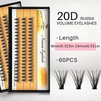 1 коробка/60 10D 20D толщина 0,1/0,07 мм, отдельные наращивание ресниц, кластерные ресницы, натуральные накладные ресницы 0.07mm&8mm