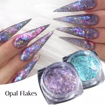 1 коробка Aurora Opal Flakes, блестящие блестки для ногтей, блестящие пайетки, украшение для дизайна ногтей