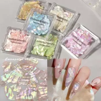 1 коробка без запаха украшения для ногтей блестящие визуальные эффекты хорошее искусство своими руками нерегулярные части ракушки белый