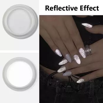 1 коробка Bundy светоотражающий блестящий порошок для ногтей, пигмент для дизайна ногтей, пыль, маникюр, украшения, подвески для дискотеки, ночного клуба белый