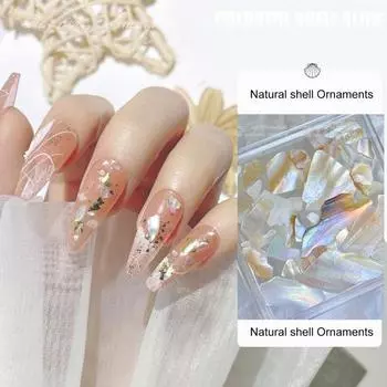 1 коробка, декор для ногтей, неправильная форма, сломанная ультратонкая подсветка, сделай сам, не падающие украшения для ногтей, ракушка, кусочки натуральной ракушки, принадлежности для ногтей