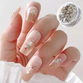 1 коробка, декор для ногтей, сломанный, неправильной формы, блестящий, не выцветающий, DIY, блестящий, японский стиль, кусок оболочки для ногтей, хлопья, срез, блестки, принадлежности для ногтей D