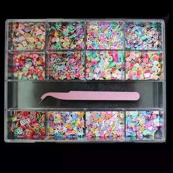 1 коробка DIY несколько смешанных фруктов, мягкая глина, глина, животное, цветок, кусок смолы, дизайн ногтей, эпоксидная форма, производство ремесел