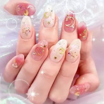 1 коробка DIY украшения для дизайна ногтей, полый сплав, звезда, луна, треугольные чешуйки, 3D блестящие стразы, подвески для дизайна ногтей, ювелирные изделия, смешанные аксессуары G