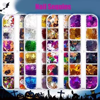 1 коробка для маникюра, украшения, ультратонкие, потрясающий визуальный эффект, яркий цвет, легко наносится, маникюр своими руками, блестки, хлопья для Хэллоуина, принадлежности для ногтей F