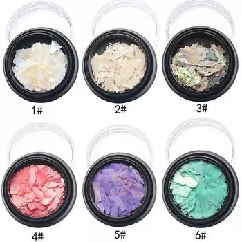 1 коробка для украшения ногтей Маленькие ракушки Мусор Модификация ногтей 6 цветов Красота ногтей Дизайн ногтей 1