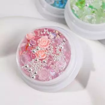 1 коробка искусственных жемчужин в форме банта, цветные смоляные украшения для ногтей, сердечки, розы, цветы, медведи зелёный