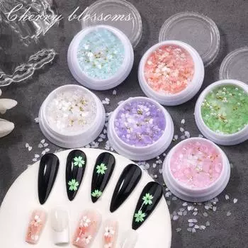 1 коробка Красивые 3D Эффект DIY Блестки для ногтей Лепестки цветов Вишневые хлопья Маникюрные принадлежности розовый