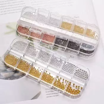1 коробка красивых сияющих блестящих маникюрных стальных шариков 3D шары украшения для маникюрного салона A