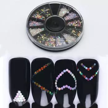 1 коробка, красочные блестящие круглые ультратонкие блестки, красочные блестящие кончики для дизайна ногтей, 3D украшения для ногтей, аксессуары для маникюра «сделай сам»