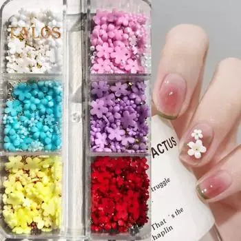 1 коробка, очаровательное украшение для ногтей, блестящие, сделай сам, легко наносится, красивые разноцветные цветочные украшения для дизайна ногтей, салон для домашнего использования