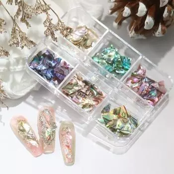1 коробка отличной нестандартной формы экологически чистые 3D украшения для ногтей меняющие цвет фрагменты морских ракушек для салона