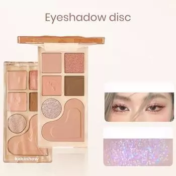 1 коробка Палитра теней для век 6 цветов Матовые блестящие блестки Гладкая текстура Безопасная палитра теней с высоким содержанием пигментов Палитра теней для век Румяна с высоким блеском Шелкопряд