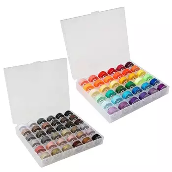 1 коробка, прозрачная шпулька с 36 сетками и нитью, 36 цветов фиксированного цвета, высокоскоростная швейная нить, набор катушек для вышивания, 36 цветов